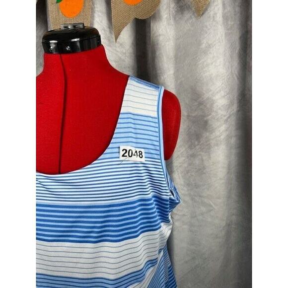 Lands’ End Women’s XL Tank Top Shirt Striped Light Blue Orange White - Picture 7 of 7